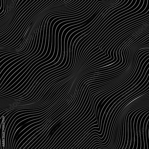 Curved white lines on black background  abstract pattern