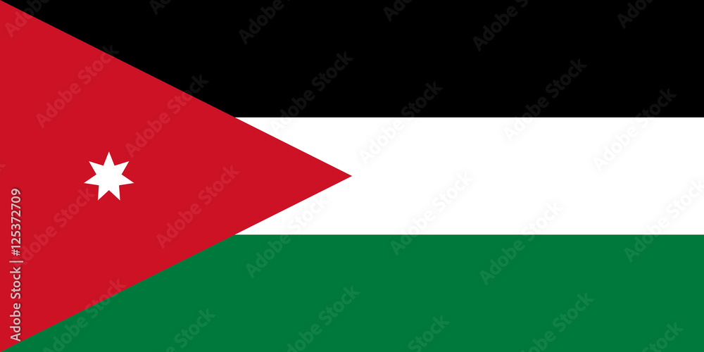 Official vector flag of Jordan . The Hashemite Kingdom of Jordan . Official vector flag of Jordan . The Hashemite Kingdom of Jordan .