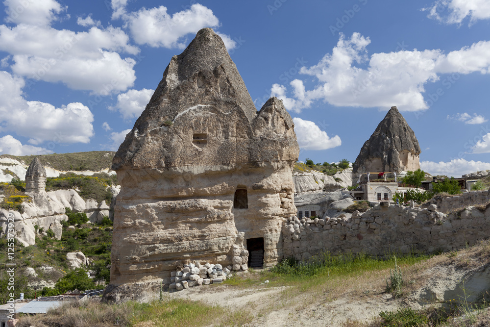 houses from stone in Cappadocia Turkey