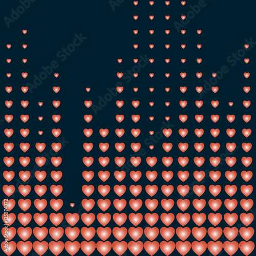 Big city lights imitation with hearts. Vector illustration