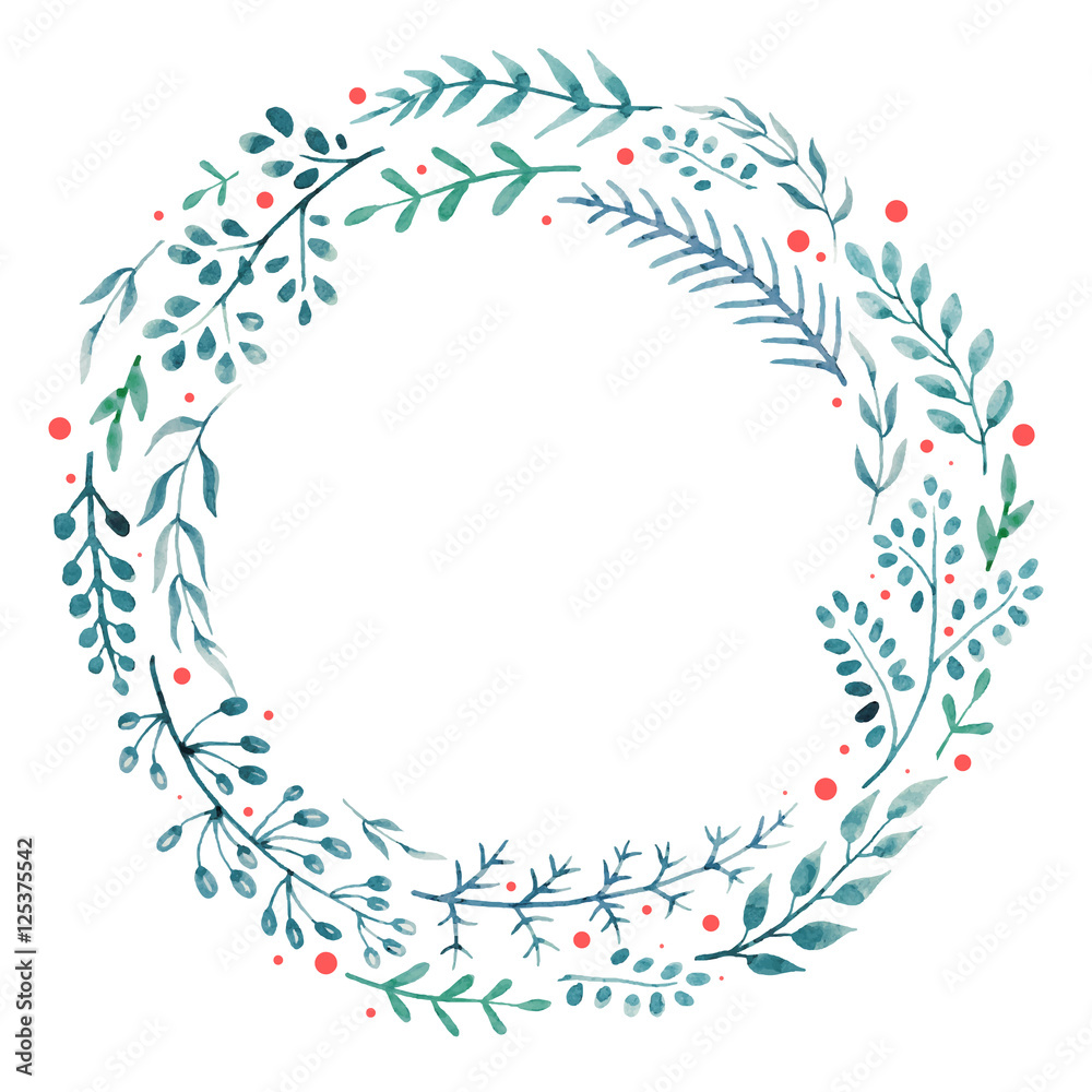 Obraz premium Hand drawn watercolor wreath