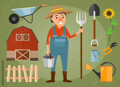 Farmer infographic elements with farming