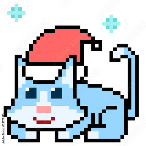 illustration pixel art pet santa