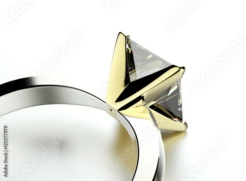 3D illustration of Ring with Diamond. Jewelry background. Fashi