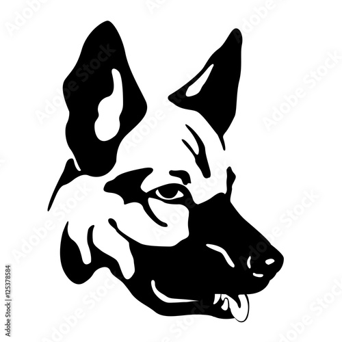 German Shepherd dog head realistic style Flat