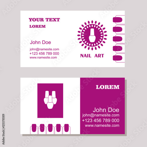Manicure salon business card design templates set