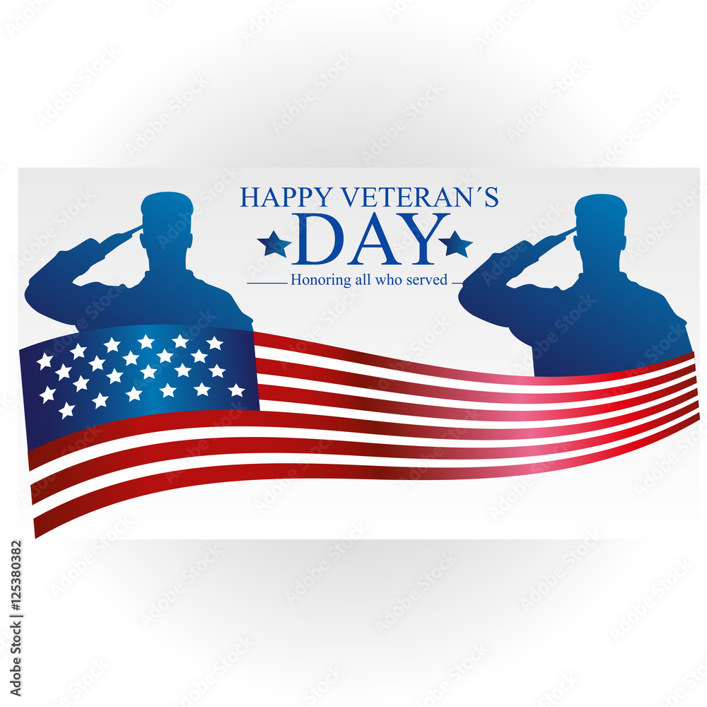 Veterans day poster. US military armed forces soldier in silhouette