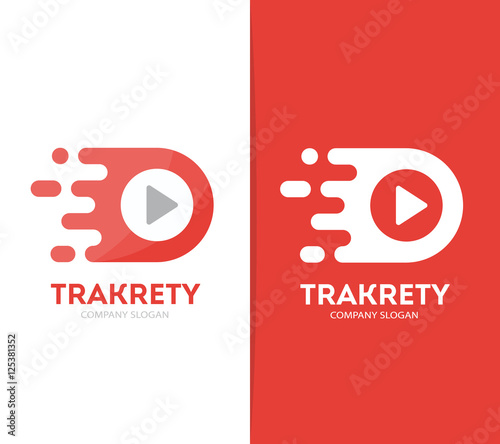 Vector fast play button logo combination. Speed record symbol or icon. Unique audio and video logotype design template.
