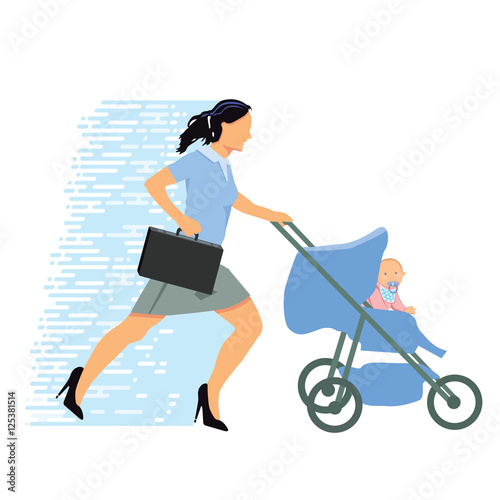 gestresste Geschäftsfrau mit Baby