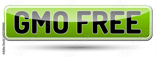 GMO FREE - Genetically modified organism - glossy banner with sh