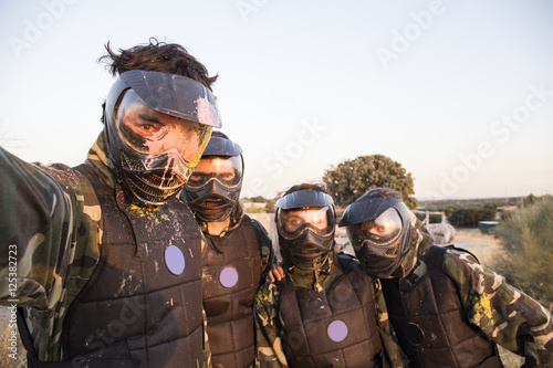 Selfie photo of paintball players