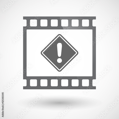 Isolated 35mm film frame slide photogram with   a warning road s