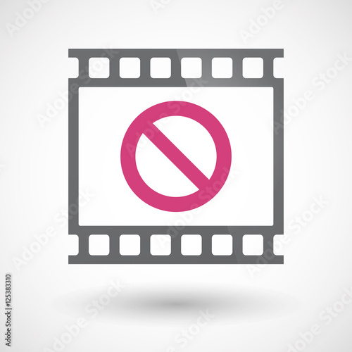 Isolated 35mm film frame slide photogram with  a forbidden sign