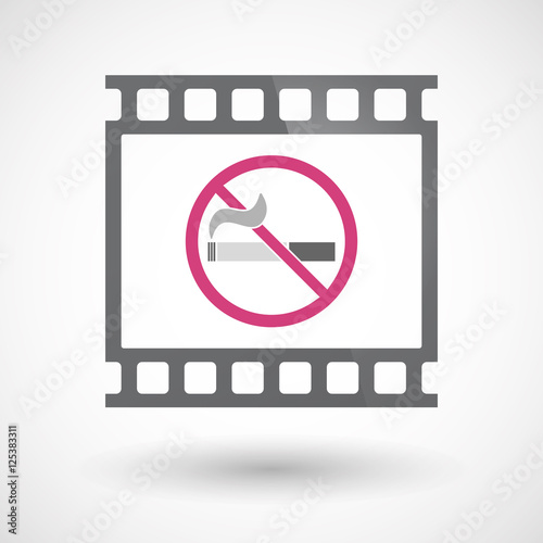 Isolated 35mm film frame slide photogram with  a no smoking sign