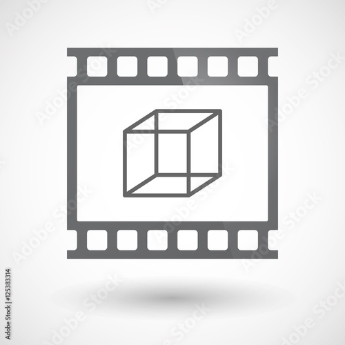 Isolated 35mm film frame slide photogram with  a cube sign