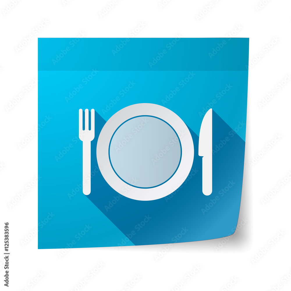 Isolated sticky note with a dish, knife and a fork icon Isolated sticky note with a dish, knife and a fork icon