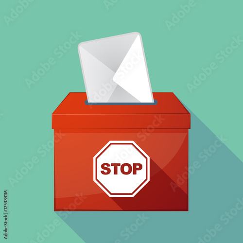 Long shadow ballot box with a stop signal