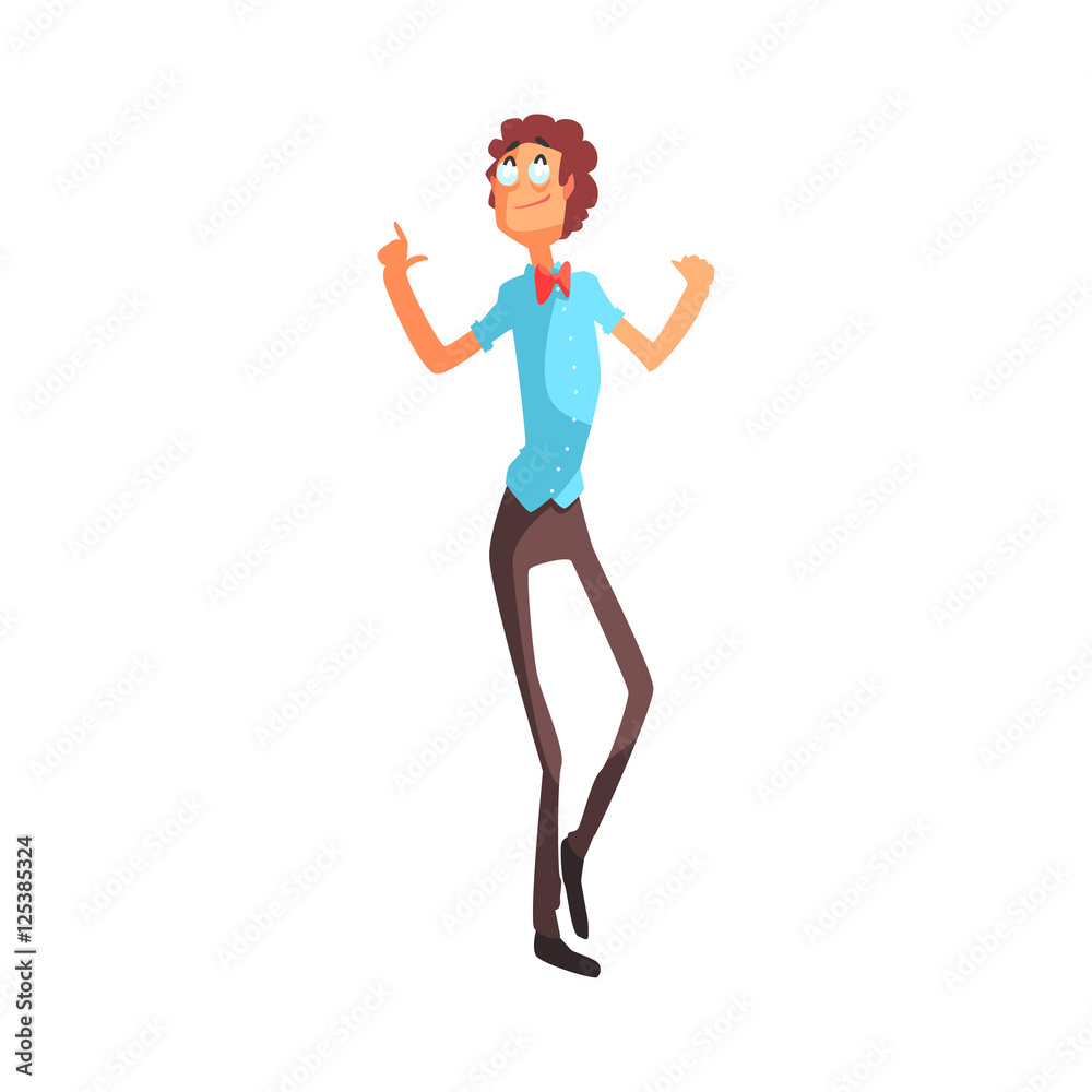 Flamboyant Know-it-all Guy Character In Blue Vest Flamboyant Know-it-all Guy Character In Blue Vest