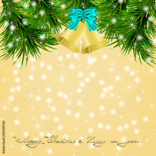 Christmas card with Christmas tree and jingle bells