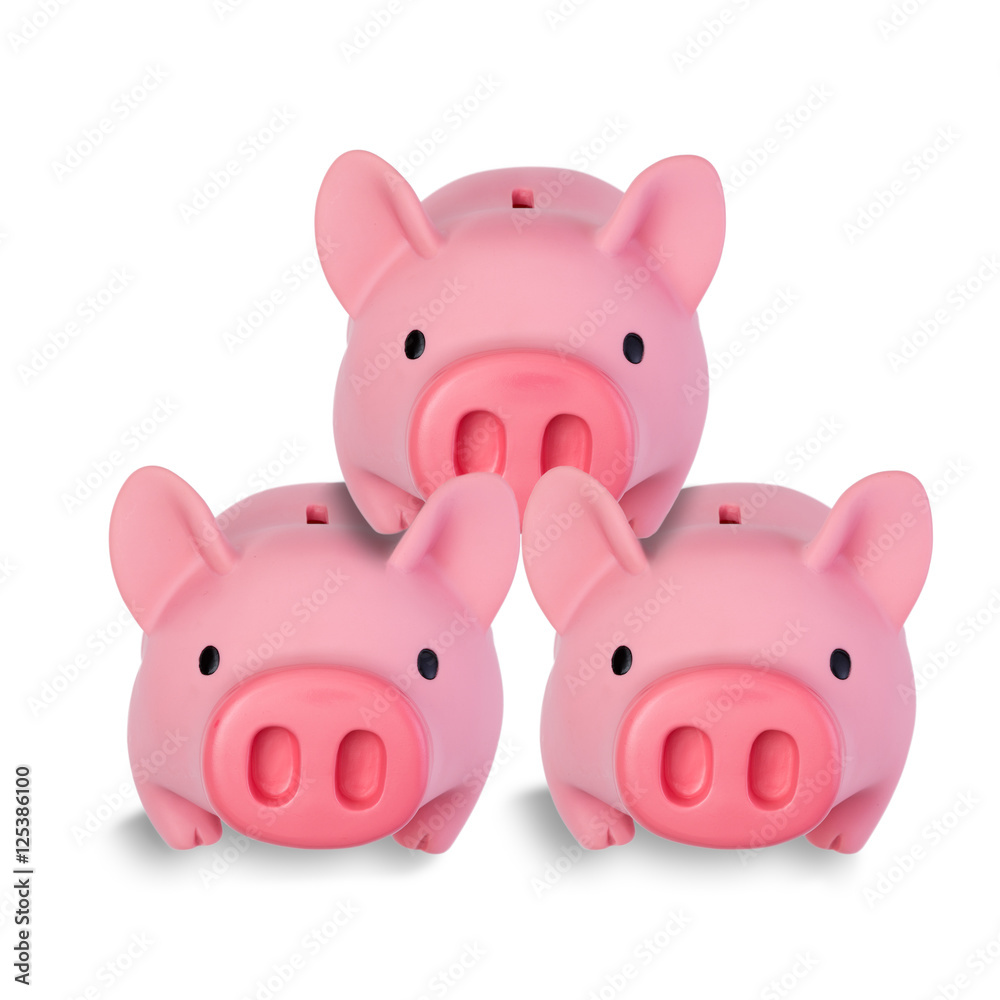 Three little pig coin banks stacked on each other Three little pig coin banks stacked on each other