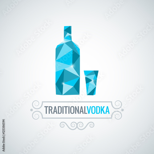 vodka bottle poly design vector background
