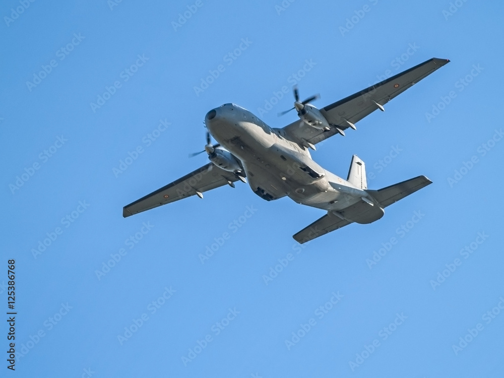 Fototapeta premium Military airplane on the sky