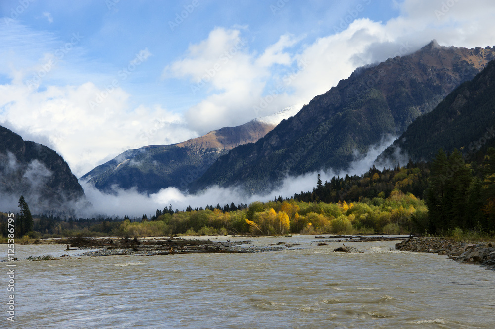 Mountain river at autumn