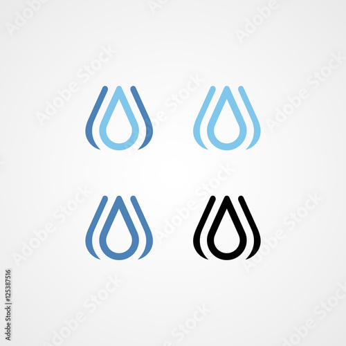 triple water logo icon with various color