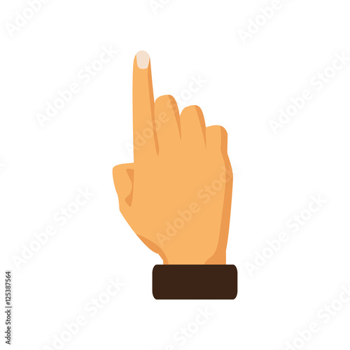Hand pointing with index finger on a white background. Vector illustration