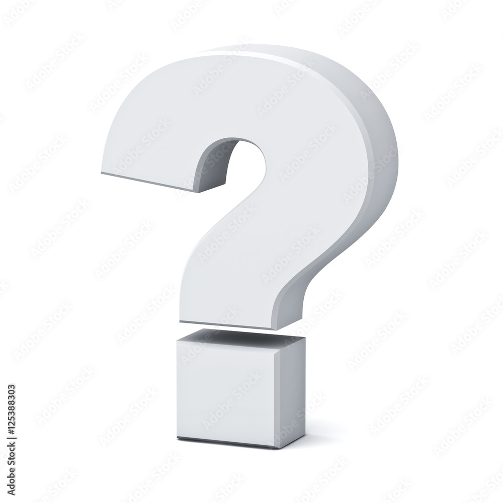 Naklejka premium White question mark isolated over white background with shadow 3D rendering