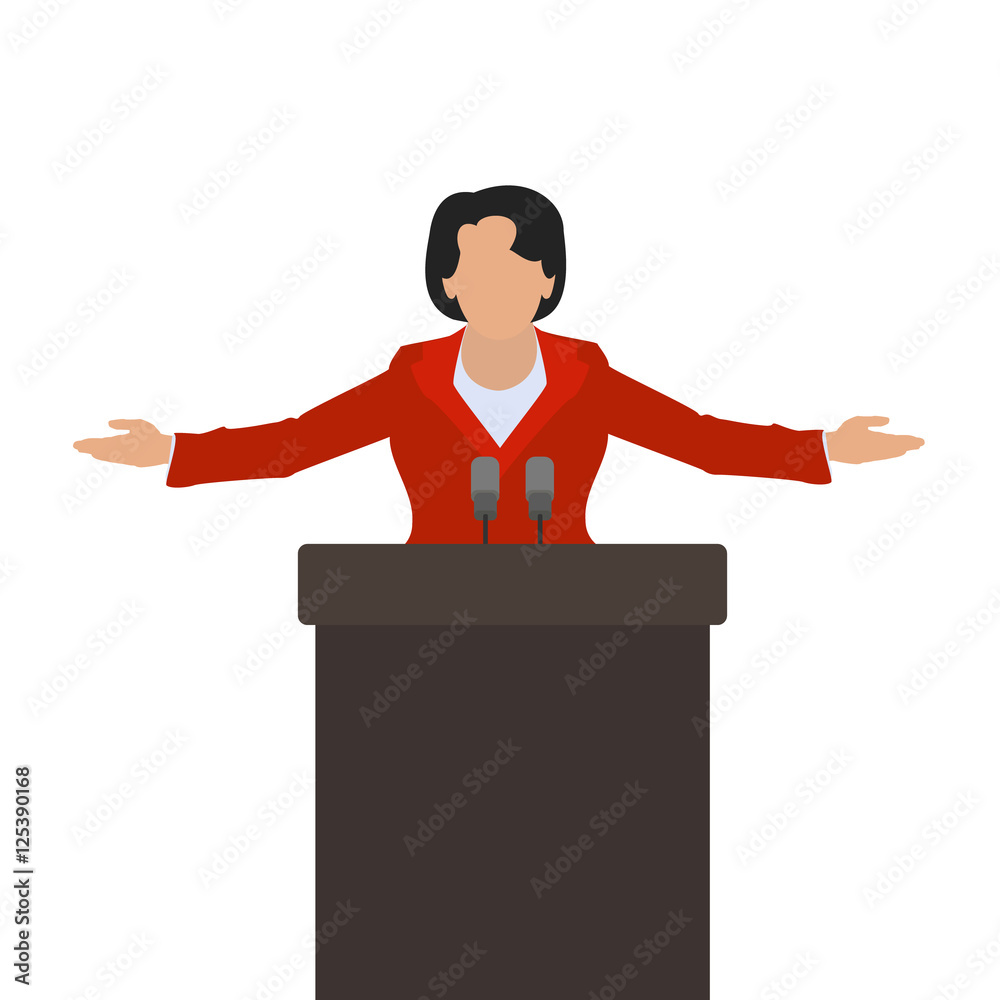 Φωτογραφία A woman politician, a woman speaker on the podium. Vector