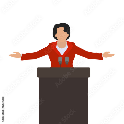 A woman politician, a woman speaker on the podium. Vector © All5