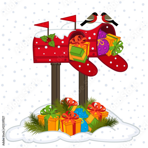 mailbox with Christmas gifts - vector illustration, eps