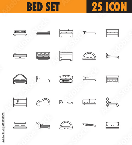 Beds line icon set.