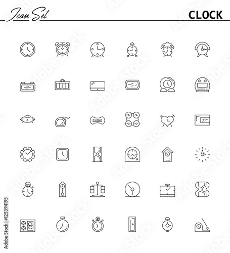 Clock line icon. Vector high quality outline pictogram of clock. Sign of element for home's interior. Thin line icon for design website or mobile app. Black symbol on format EPS 10 for logo.