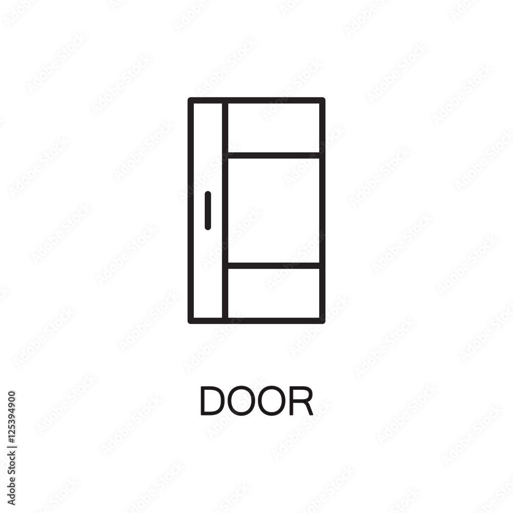 Door line icon. Vector high quality outline pictogram of door. Sign of element for home's interior. Thin line icon for design website or mobile app. Black symbol on format EPS 10 for logo.