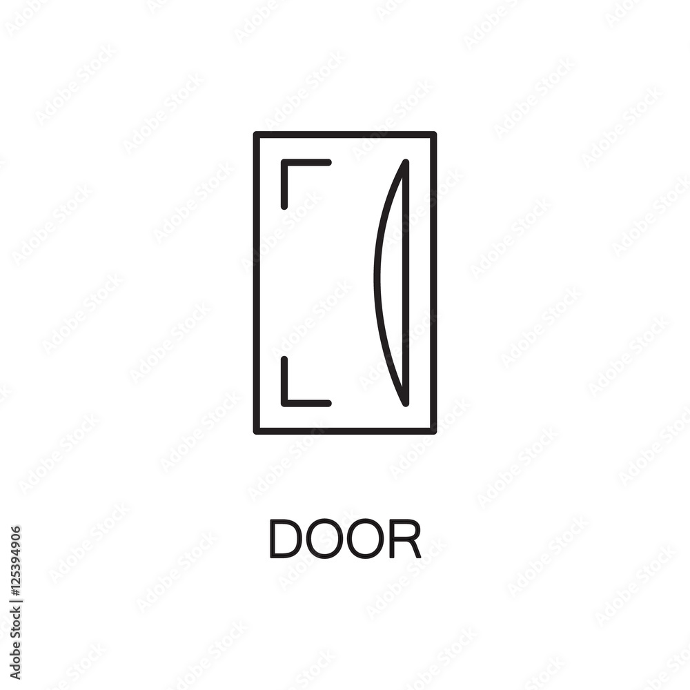 Door line icon. Vector high quality outline pictogram of door. Sign of element for home's interior. Thin line icon for design website or mobile app. Black symbol on format EPS 10 for logo. Door line icon. Vector high quality outline pictogram of door. Sign of element for home's interior. Thin line icon for design website or mobile app. Black symbol on format EPS 10 for logo.