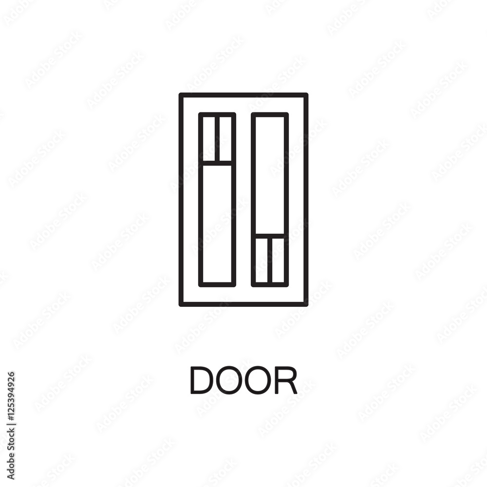 Door line icon. Vector high quality outline pictogram of door. Sign of element for home's interior. Thin line icon for design website or mobile app. Black symbol on format EPS 10 for logo. Door line icon. Vector high quality outline pictogram of door. Sign of element for home's interior. Thin line icon for design website or mobile app. Black symbol on format EPS 10 for logo.