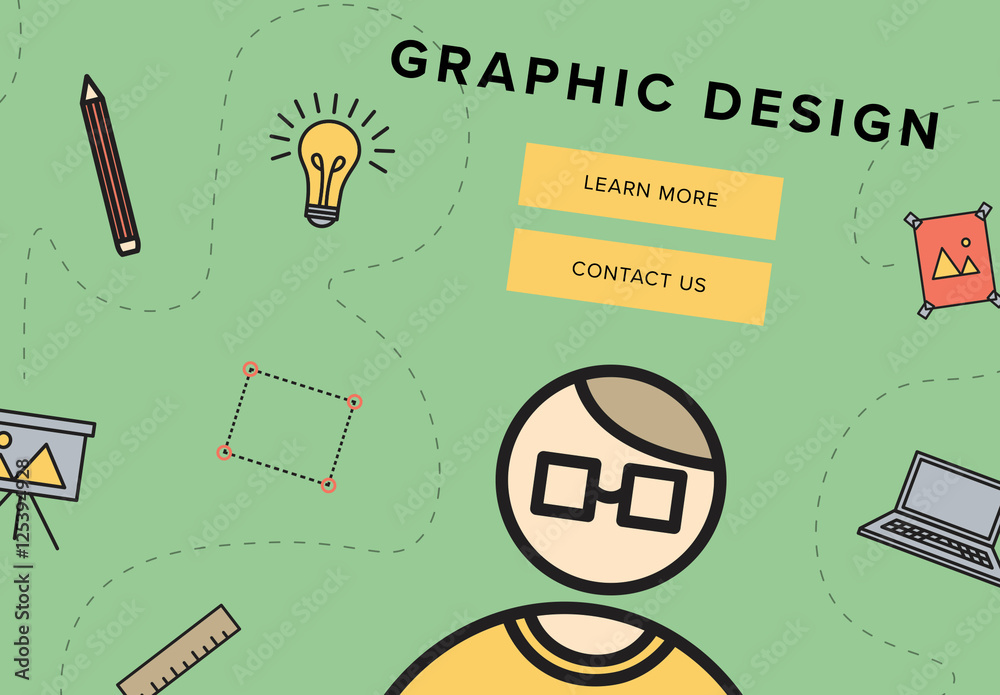 Graphic Design Landing Page Layout Stock Template | Adobe Stock