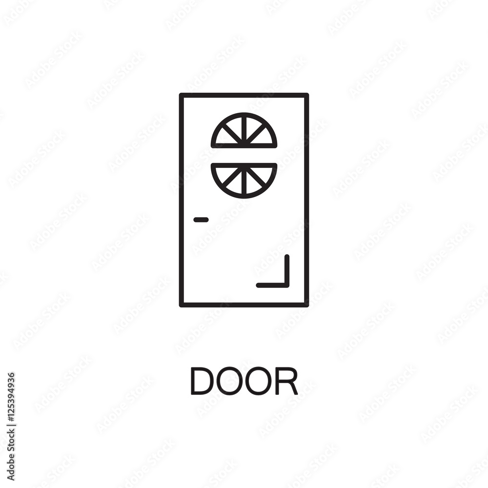 Door line icon. Vector high quality outline pictogram of door. Sign of element for home's interior. Thin line icon for design website or mobile app. Black symbol on format EPS 10 for logo. Door line icon. Vector high quality outline pictogram of door. Sign of element for home's interior. Thin line icon for design website or mobile app. Black symbol on format EPS 10 for logo.