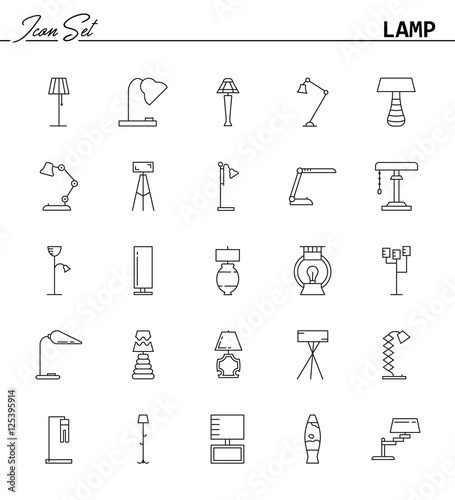 Lamp line icon set. High quality pictogram.  Outline vector symbol for design website or mobile app. Thin line sign  for logo, visit card, etc.