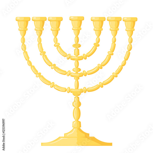 Vector illustration of a menorah on a white background. Cartoon