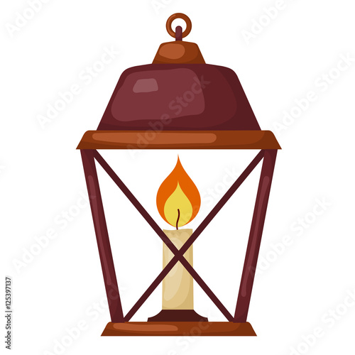 Vector illustration of abstract Cartoon vintage lantern with a c