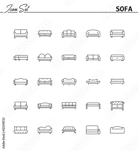 Sofa line icon set.