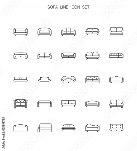 Sofa line icon set.