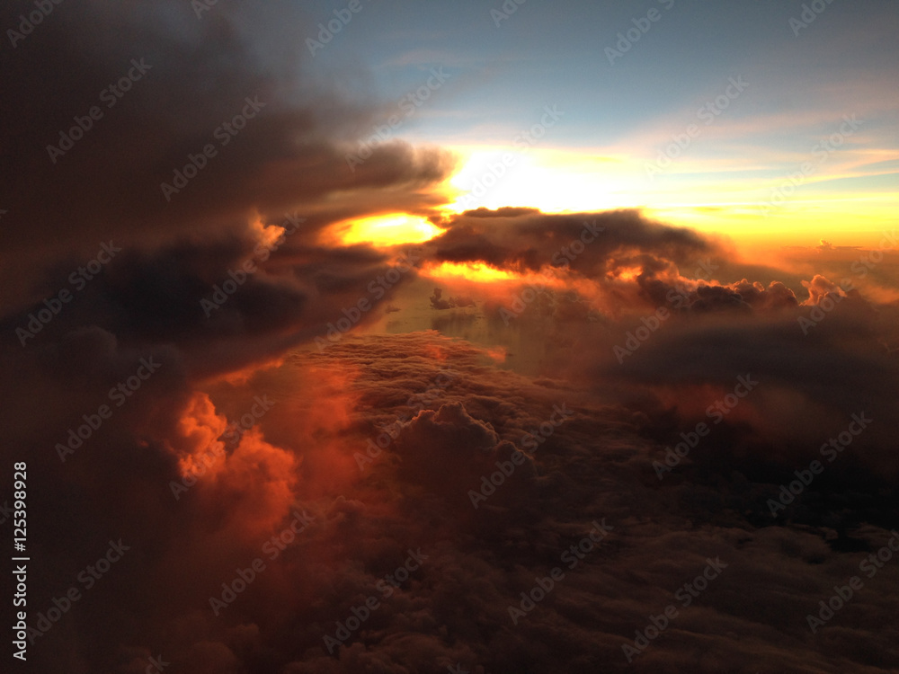 Sunset flying in the Clouds