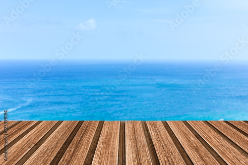 wood plank space and sea background