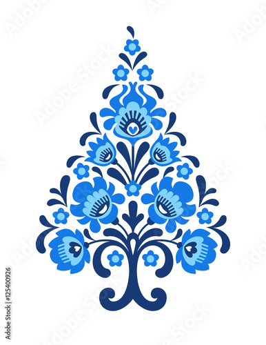 Blue Polish folk christmas tree decor