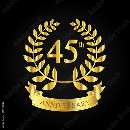 45th golden anniversary logo, first celebration with ribbon