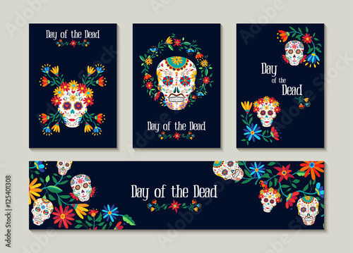 Day of the dead template set for cards or label